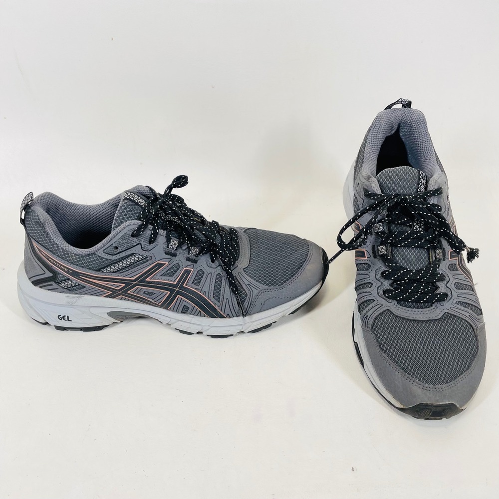 Asics Gel-Venture 7 Womens 8.5 Grey Rose Gold Trail Running Shoes 1012A476